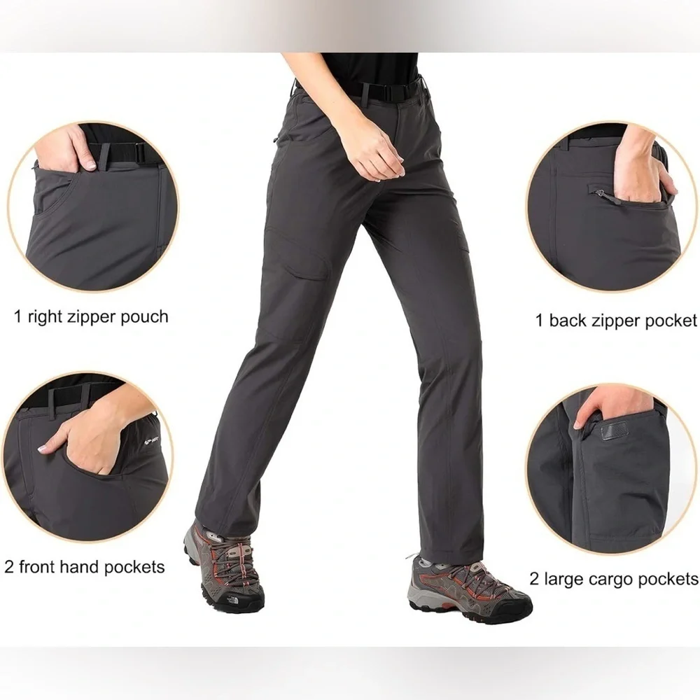 MIER Women’s Black Hiking Pants – Quick Dry, Stretch, Size 8